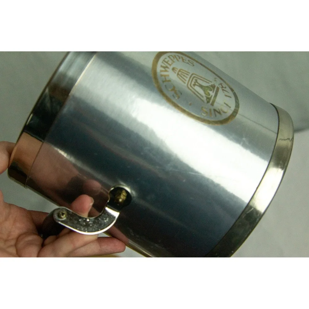 Vintage Kraftware NYC Schweppes Insulated Ice Bucket Aluminum Gold Tone Barware